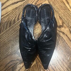 Bottega Veneta Black Flats with Textured Leather